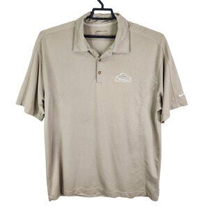 Mens Beige Nike Golf Dri-Fit Polo Shirt Short Sleeve Polyester Spandex Size XXL
